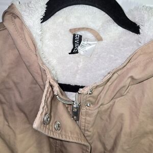 Divided Tan Utility Jacket with White Lining